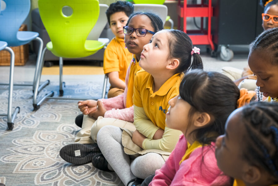 children listening in class